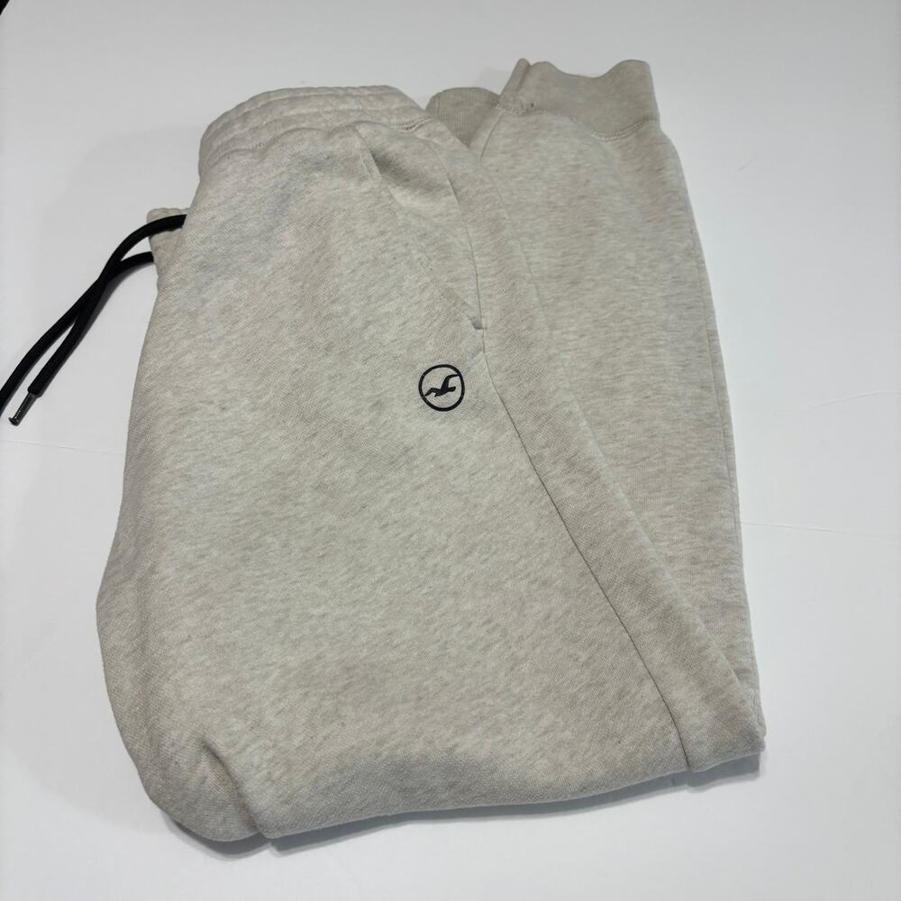 Hollister Jogger Sweatpants Mens Small Oatmeal Fleece Drawstring Lounge